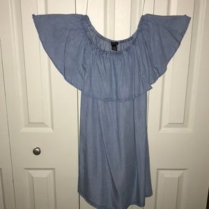 Denim Off-The-Shoulder Mini Dress